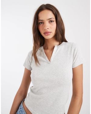 Hollister – henley-t-shirt - Weiß