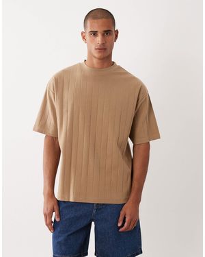 ASOS T-shirt oversize à côtes larges - marron moyen - Bleu