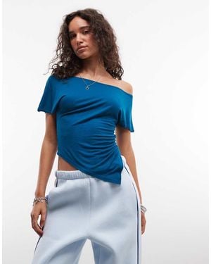 Collusion Top Poncho Asimmetrico Morbido - Blu