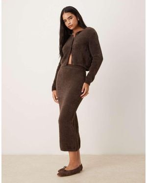 Vila Super Soft Fluffy Maxi Skirt Co-ord - Natural