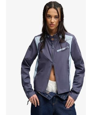 Bench x Superdry & Co Racer Shell Double Zip Jacket - Blue