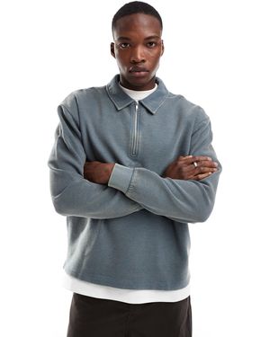 ASOS – geripptes sweatshirt - Blau