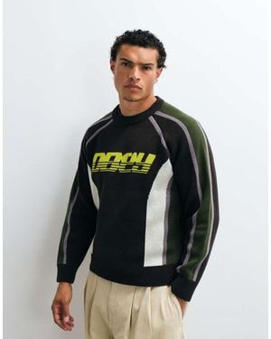 Obey Estadio Logo Knitted Crewneck Jumper - Black