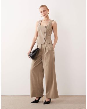 Aware Pantalon d'ensemble large à taille haute et plis profonds - beige chiné - Neutre