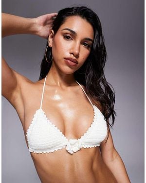 Candypants Top Bikini A Triangolo All'Uncinetto Con Fiore - Bianco