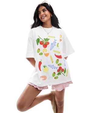 ASOS Oversized T-shirt With Food Print - White