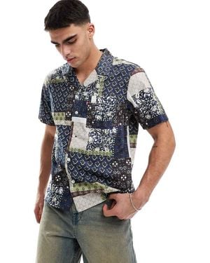 Levi's Standard Camp Short Sleeve Revere Collar Patchwork Print Shirt - Blue