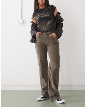 Noisy May Yolanda Mid Rise Straight Leg Cord Jeans - Multicolour