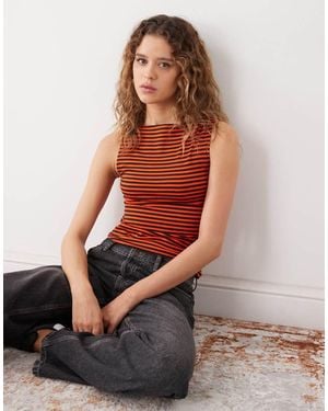 Weekday Annie Soft Boat Neck Sleeveless Top - Orange