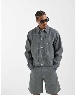 Tommy Hilfiger Stripe Denim Jacket Co-Ord - Grey