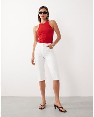 Mango Starring Hailey Bieber Denim Capri Pants - White