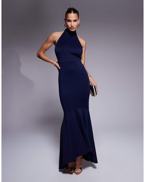 True Violet Maxi Jurk Met Halternek - Blauw