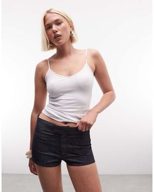 Collusion Chambray Micro Shorts - White