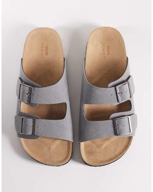 ASOS Two Strap Sandals With Cork Sole - Grey