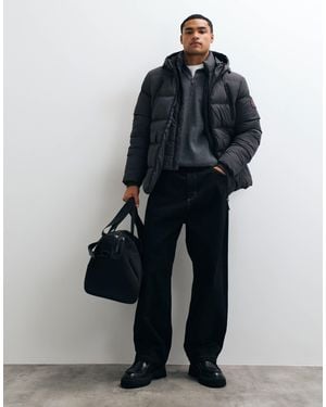 Threadbare Wasserabweisende steppjacke mit reißverschlusstaschen vorn - Blau