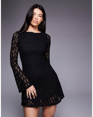 ASOS Lace Long Sleeve Mini Dress - Blue