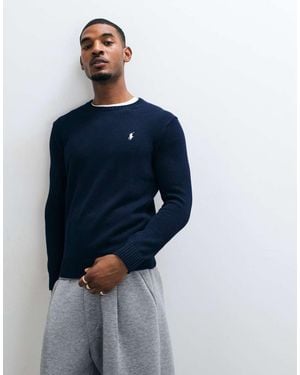 Polo Ralph Lauren Gebreide Trui Van Zwaargewicht Katoen Met Icoonlogo - Blauw