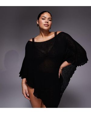 ASOS Asos Design Curve Beach Knitted Poncho - Black