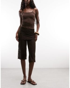 Monki Layered Lace Trouser - Brown