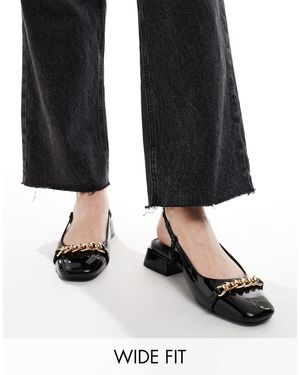 Asos Design Wide Fit Lion Slingback Ballet Flats - Black