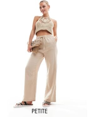 Only Petite Cheesecloth Wide Leg Trouser - Natural
