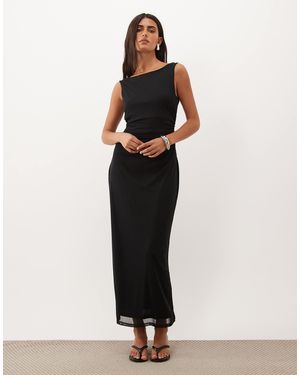 Nobody's Child Margot mesh-kleid mit u-boot-ausschnitt, rückenausschnitt und midi-länge - Schwarz