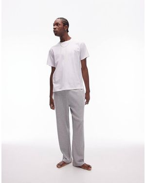 TOPMAN Lounge Straight Leg Waffle jogger - White