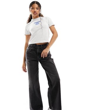 ASOS Vaqueros Dad Negro Lavado De Pernera Ancha De Asos Design Petite - Blanco