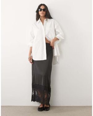 Jdy Lace Details Satin Maxi Skirt - White