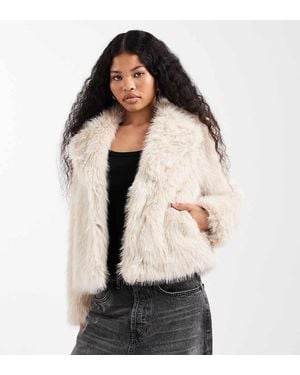 New Look shaggy Faux Fur Jacket - Natural