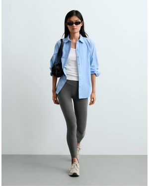 Oysho 100% Cotton Long-sleeved Shirt - Blue