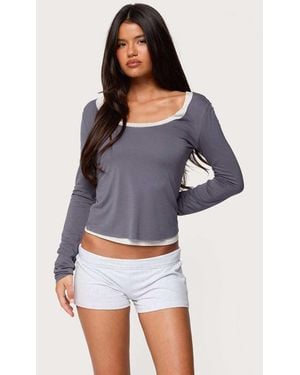 Edikted Orella Contrast Layered Long Sleeve Top - Blue