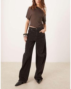 Mango Vaqueros Marrón De Corte Barrel De Mezcla De Algodón Tokio De - Neutro