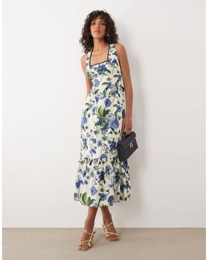 Hope & Ivy Square Neck Halter Neck Midi Dress With Tie Back - White