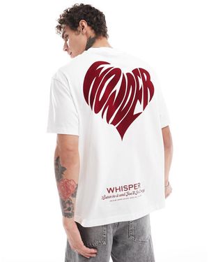 Bershka Boxy Fit Flock Heart T-shirt - Red