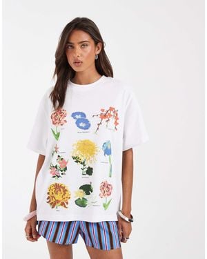ASOS Oversized T-shirt With Flower Chart Graphic - White