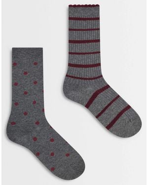 ASOS 2er-pack socken mit punkt- und streifenmuster - Grau