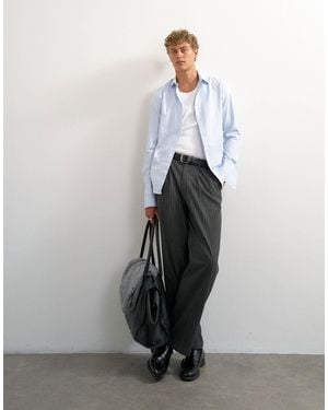 TOPMAN Weite hose mit nadelstreifen und bundfalten - Weiß