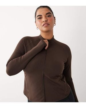 4505 Curve Icon Soft Touch Zip Up Performance Long Sleeve Top - Black