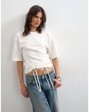 TOPSHOP Drawstring Detail T-shirt - White