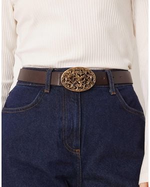 Mango Statement Buckle Belt - Blue