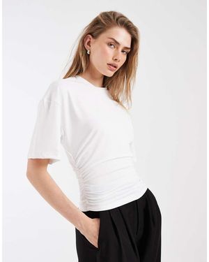 BRONZE SNAKE Camiseta Blanca Entallada Con Mangas Murciélago Y Laterales Fruncidos - Blanco