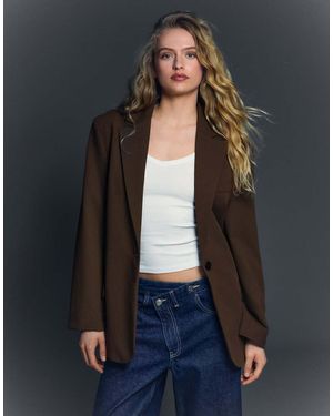Bershka Blazer With Back Buckle - Grey