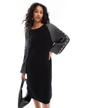 Object Chunky Rib Knitted Mini Dress - Black