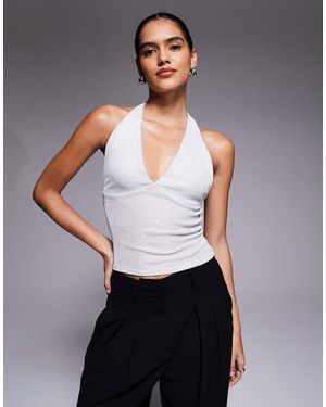 ASOS Metallic Tie Neck Halter Top - Grey