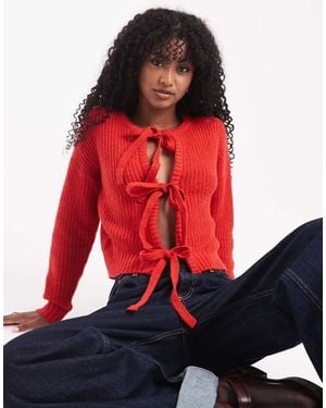 Wednesday's Girl Tie Detail Cardigan - Red