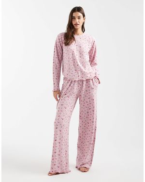 Threadbare – langärmliges pyjama-set - Pink