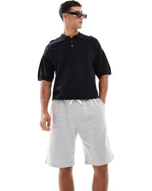 Jack & Jones Loose Fit Jersey Seersucker Shorts - Black