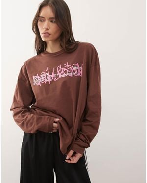 Collusion Long Sleeve Graphic Tee - Brown