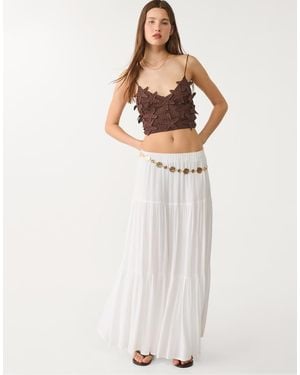Stradivarius Floral Crochet Top - White